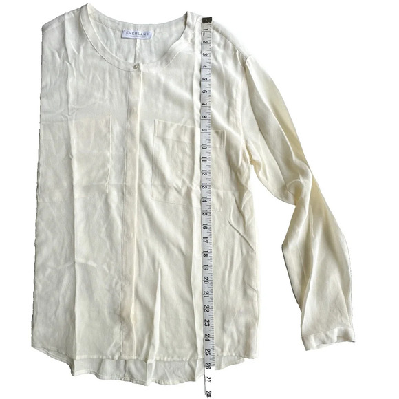 Everlane Pocket Silk Long Sleeve Blouse Women Small Button Shirt Cream Ivory - Picture 8 of 8